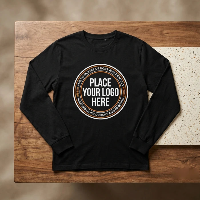 Name with Logo Customized Printed Men’s Full Sleeves Cotton T-Shirt - Masterplayer Designs & Printing