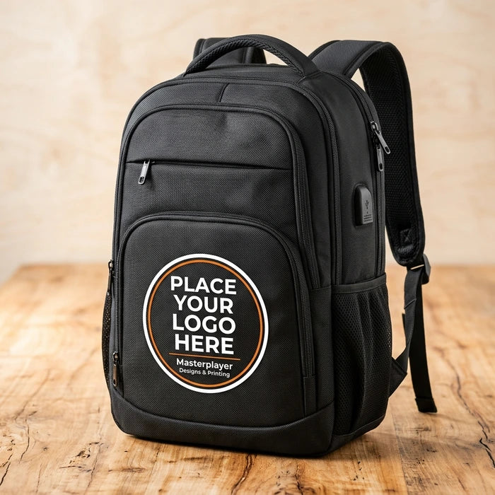 Navy Blue Customized Laptop Backpack 31 Liters - Masterplayer Designs & Printing