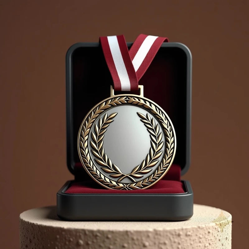 Floral Crest Silver With Ribbon Customized Medal – 3 Inch - Masterplayer Designs & Printing