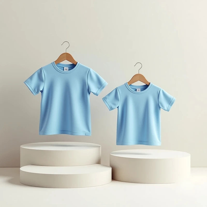 Blue Customized Half Sleeve Kid’s Cotton T-Shirt - Masterplayer Designs & Printing