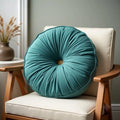 Teal Nautilus Sea Shell Round Customized Photo Printed Circle Cushion Pillow - Masterplayer Designs & Printing