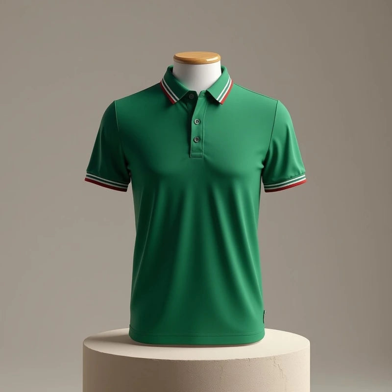 Green Customized Half Sleeve Men’s Cotton Polo Shirt - Masterplayer Designs & Printing