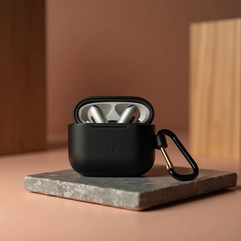Customized Leather Cover for Apple Air Pods PRO – Black - Masterplayer Designs & Printing