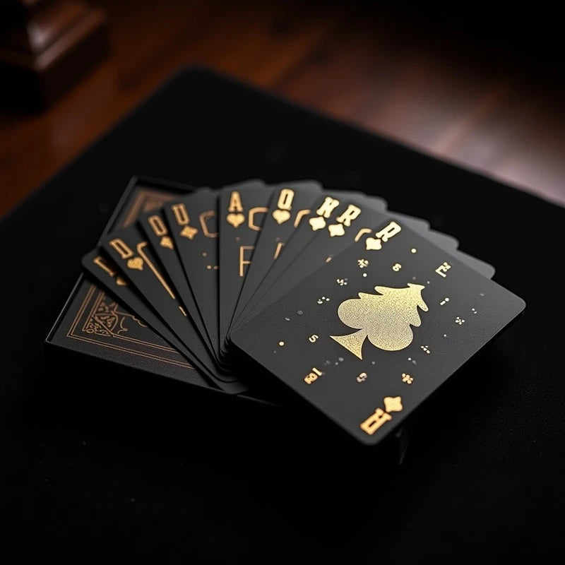 Birthday Party Black Gold Glitter Drips Monogram Customized Photo Printed Playing Cards - Masterplayer Designs & Printing