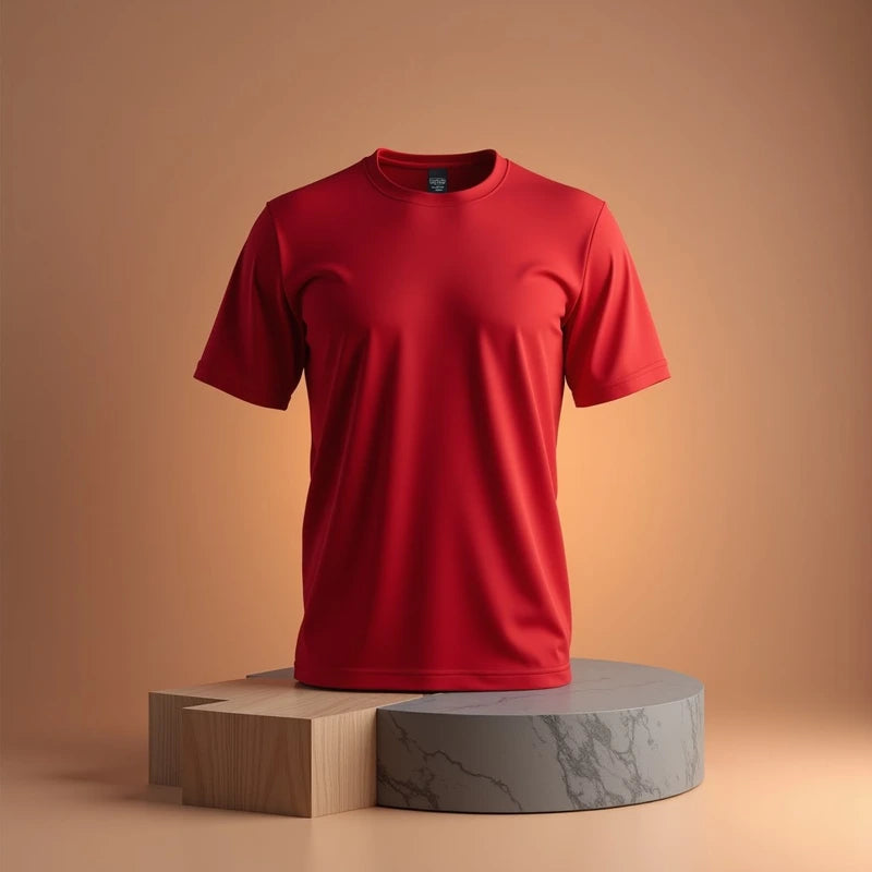 Red Customized Half Sleeve Men’s Cotton T-Shirt - Masterplayer Designs & Printing