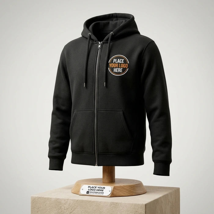 Black Customized Unisex Jacket Zipper Hoodie - Masterplayer Designs & Printing