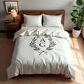 Elegant Modern Monogram Wedding Keepsake Gift Customized Full Print Double Bed Bedsheet in Cotton Feel Fabric with Photo Print - Masterplayer Designs & Printing