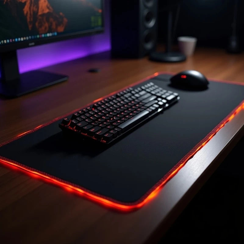Black Customized Extended Gaming Mouse Pad with Stitched Embroidery Edge, Premium-Textured Mouse Mat, Non-Slip Rubber Base, Large Size (600mm x 300mm x 2mm) - Masterplayer Designs & Printing
