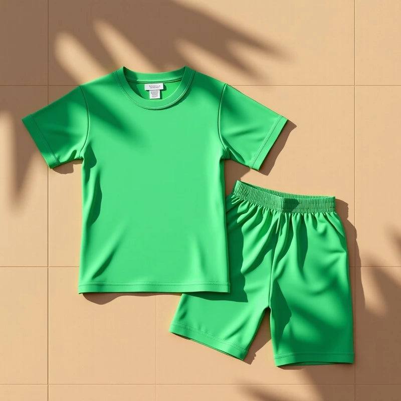 Kiwi Green Customized Cotton Co-ord Set for Kids - Masterplayer Designs & Printing