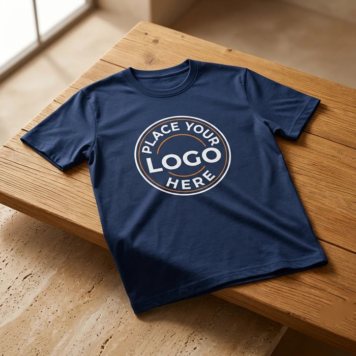 Navy Blue Customized Half Sleeve Men’s Cotton T-Shirt - Masterplayer Designs & Printing